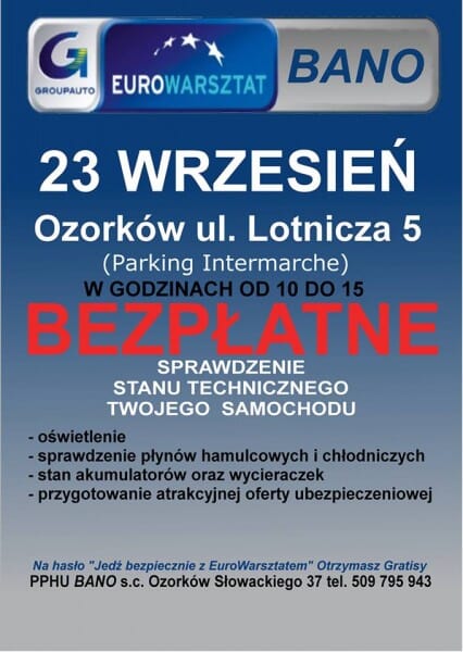 Bezpłatne przeglądy aut w Ozorkowie k/Łodzi