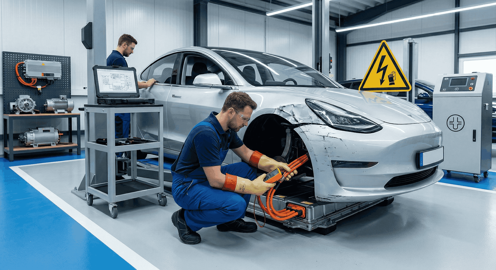 Naprawa samochodu elektrycznego po stłuczce lub wypadku – dlaczego nie każdy warsztat powinien je wykonywać?